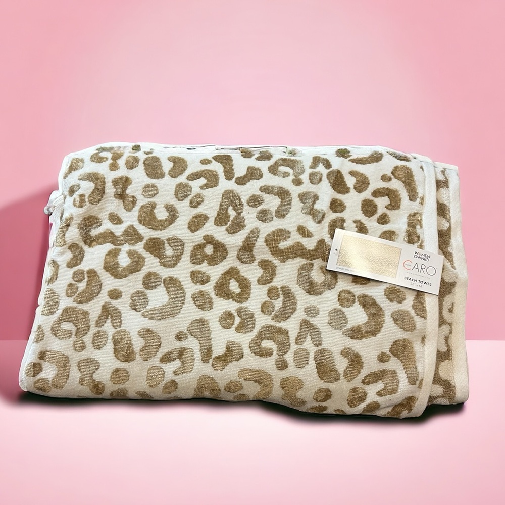 🆕 Leopard Beach Towel Ivory Gold